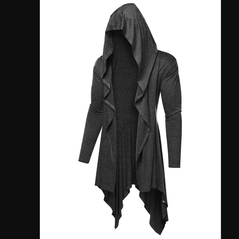 NWT Men's Small Coofandy Lightweight Hooded Cardigan Dark Grey